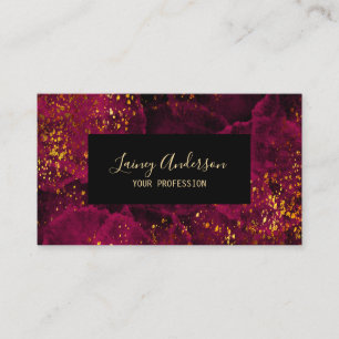 Luxury dark pink black and faux gold foil glitter business card