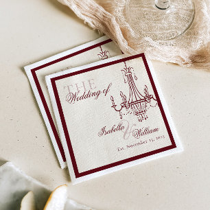 Luxury dark Red Old Money Wedding chandelier Napkin