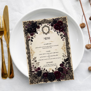Luxury Dark Romance Gothic Roses Victorian Wedding Menu