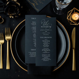 Luxury Dark Slate Wedding Program   Elegant  Menu