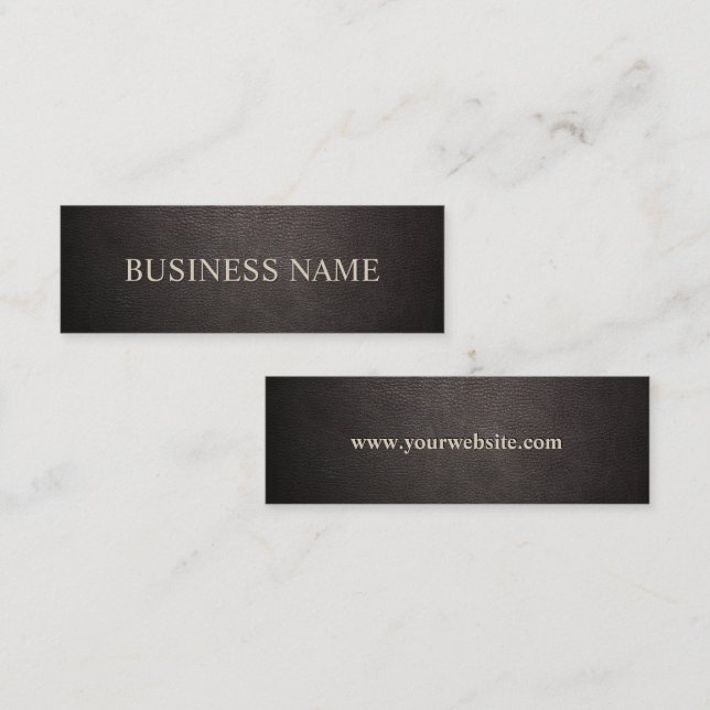 Luxury Dark Tan Leather Mini Business Card (Front/Back)