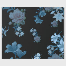 Luxury Dark Teal Floral Pattern Wrapping Paper