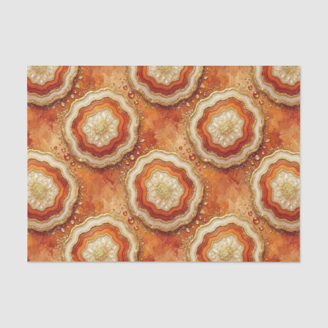Luxury Decoupage | Burnt Orange + Gold Agate Geode Tissue Paper (Front)
