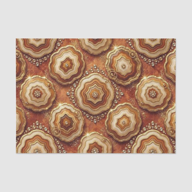 Luxury Decoupage | Burnt Orange + Gold Agate Geode Tissue Paper (Front)