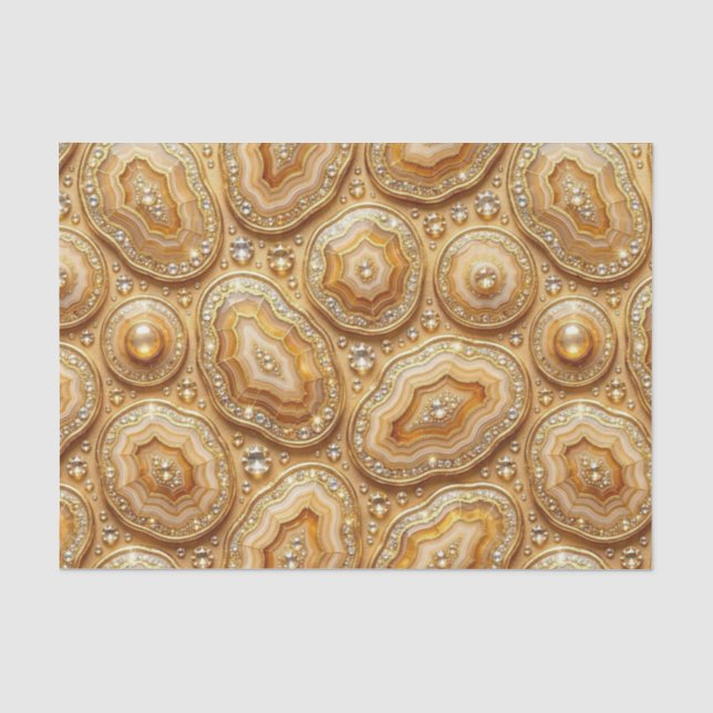 Luxury Decoupage | Camel + Gold Agate Geode Tissue Paper (Front)