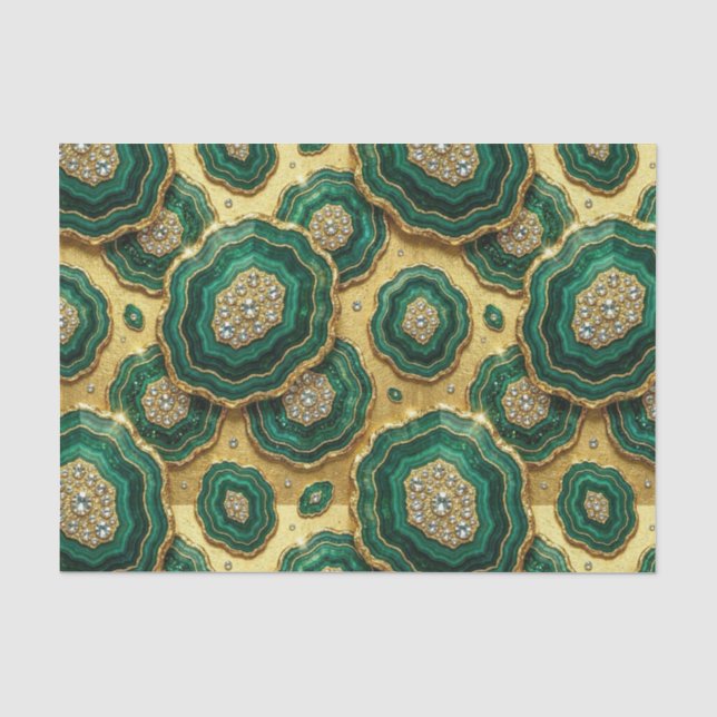 Luxury Decoupage | Forest Green + Gold Agate Geode Tissue Paper (Front)
