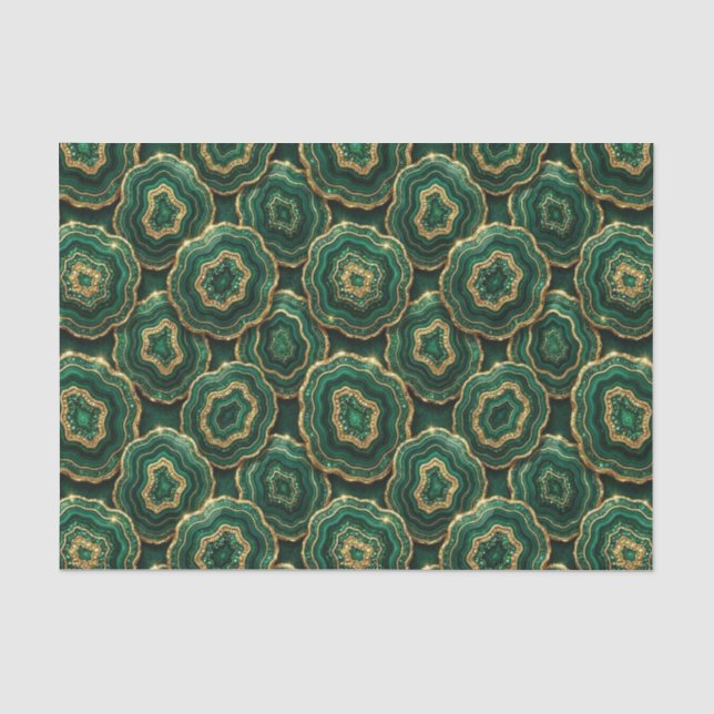 Luxury Decoupage | Forest Green + Gold Agate Geode Tissue Paper (Front)