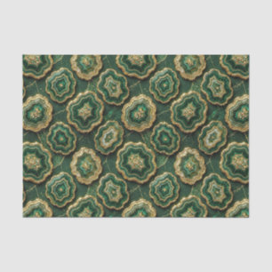 Luxury Decoupage   Forest Green + Gold Agate Geode Tissue Paper