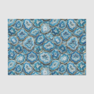Luxury Decoupage   Ocean Blue + Gold Agate Geode Tissue Paper