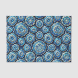Luxury Decoupage Ocean Blue + Gold Agate Geode Tissue Paper