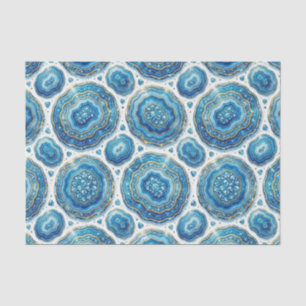 Luxury Decoupage Ocean Blue + Gold Agate Geode Tissue Paper