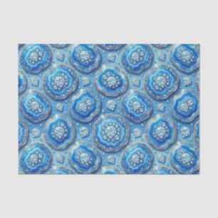 Luxury Decoupage Ocean Blue + Gold Agate Geode Tissue Paper