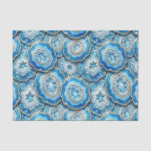 Luxury Decoupage Ocean Blue + Gold Agate Geode Tissue Paper