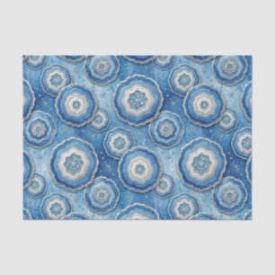 Luxury Decoupage   Ocean Blue + Gold Agate Geode Tissue Paper