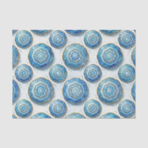 Luxury Decoupage   Ocean Blue + Gold Agate Geode Tissue Paper