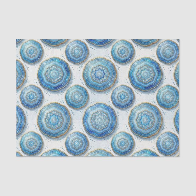 Luxury Decoupage | Ocean Blue + Gold Agate Geode Tissue Paper (Front)