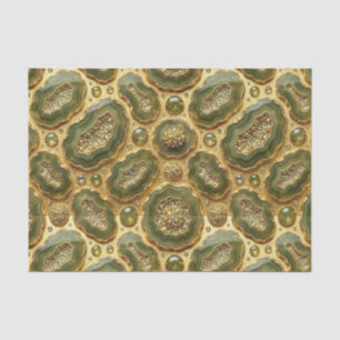 Luxury Decoupage   Olive Green + Gold Agate Geode Tissue Paper