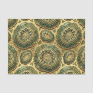 Luxury Decoupage   Olive Green + Gold Agate Geode Tissue Paper