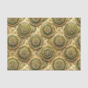 Luxury Decoupage Olive Green + Gold Agate Geode Tissue Paper
