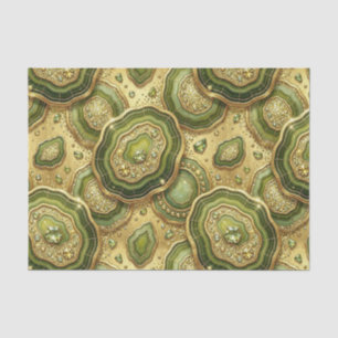 Luxury Decoupage   Olive Green + Gold Agate Geode Tissue Paper