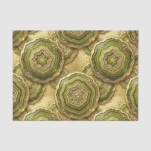 Luxury Decoupage   Olive Green + Gold Agate Geode Tissue Paper