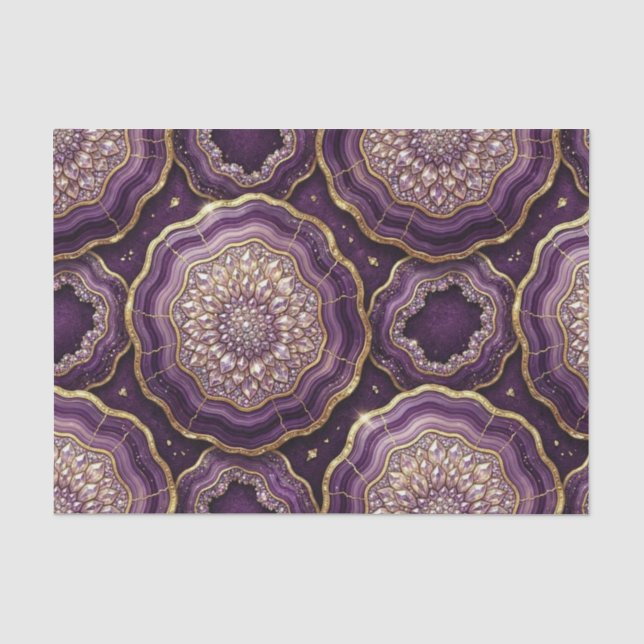 Luxury Decoupage | Purple + Gold Agate Geode Tissue Paper (Front)