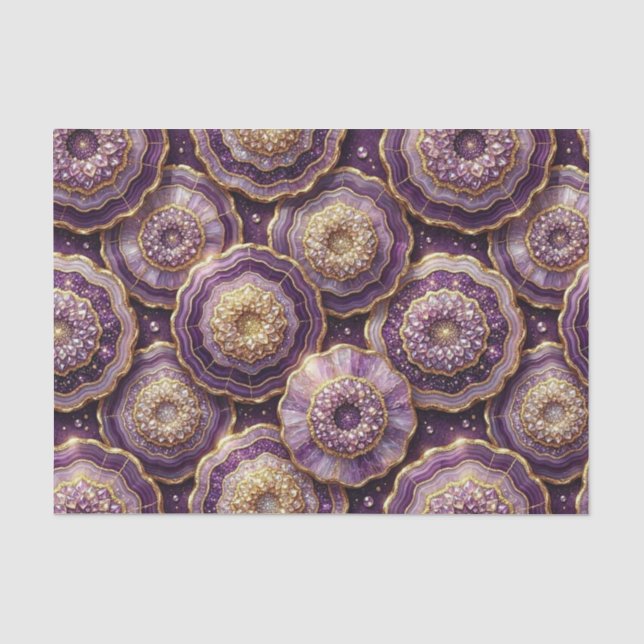 Luxury Decoupage | Purple + Gold Agate Geode Tissue Paper (Front)