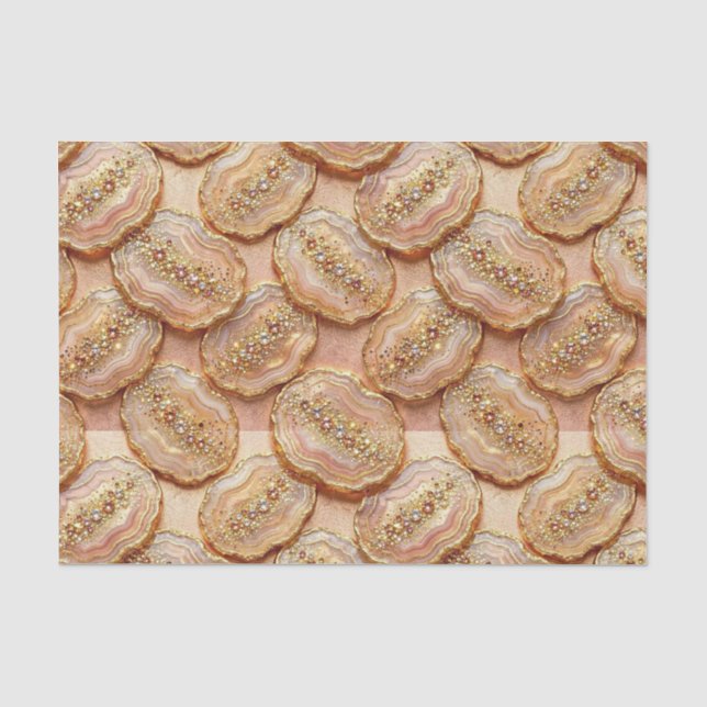 Luxury Decoupage | Rose Gold + Gold Agate Geode Tissue Paper (Front)
