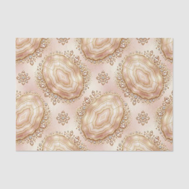 Luxury Decoupage | Rose Gold + Gold Agate Geode Tissue Paper (Front)