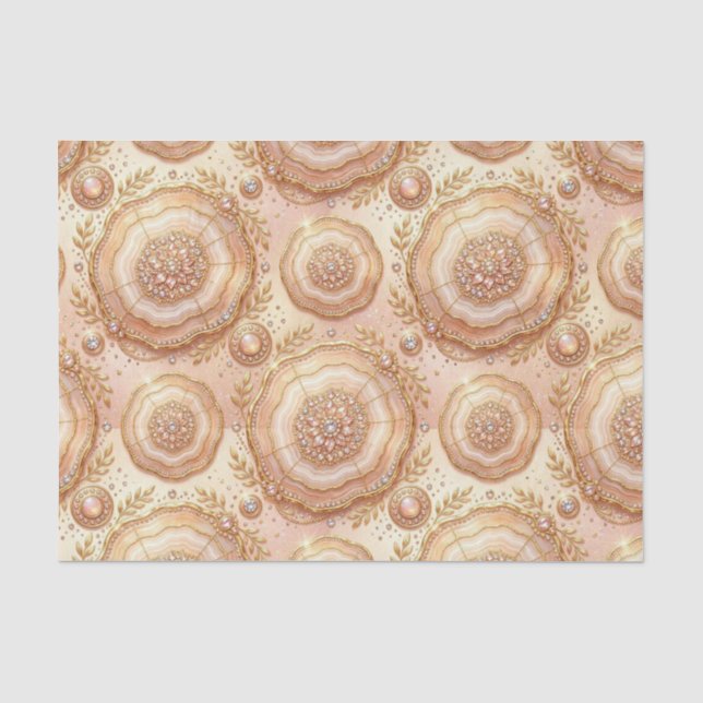 Luxury Decoupage | Rose Gold + Gold Agate Geode Tissue Paper (Front)