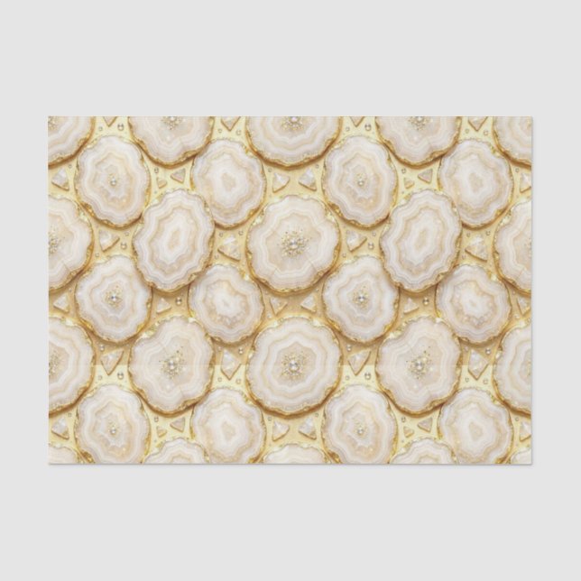 Luxury Decoupage | White + Gold Agate Geode Tissue Paper (Front)