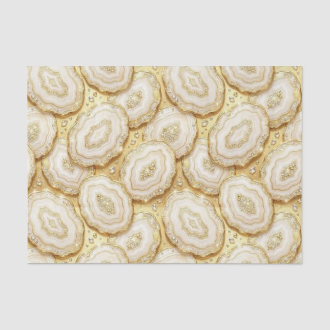 Luxury Decoupage | White + Gold Agate Geode Tissue Paper (Front)