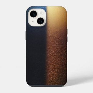 Luxury Deep Blue and Shimmering Gold Glitter Contr iPhone 14 Case