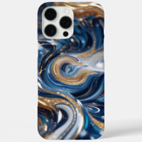 Luxury Deep Blue Gold Swirl 3D Marble Texture,