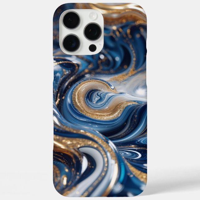 Luxury Deep Blue Gold Swirl 3D Marble Texture, Case-Mate iPhone Case (Back)