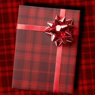 Luxury Deep Burgundy Red Monochrome Tartan Plaid Wrapping Paper