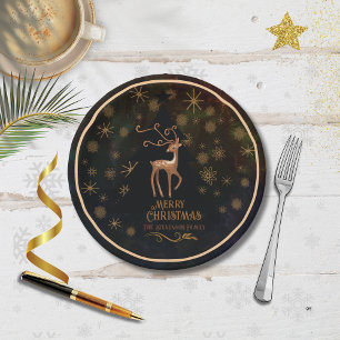 Luxury Deer & Merry Christmas Disposable Dinner  Paper Plate