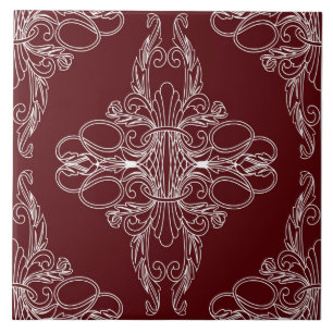 Luxury design, floral pattern, red, white tile