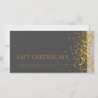 Luxury Design Gift Certificate Gold Sparkle Grey