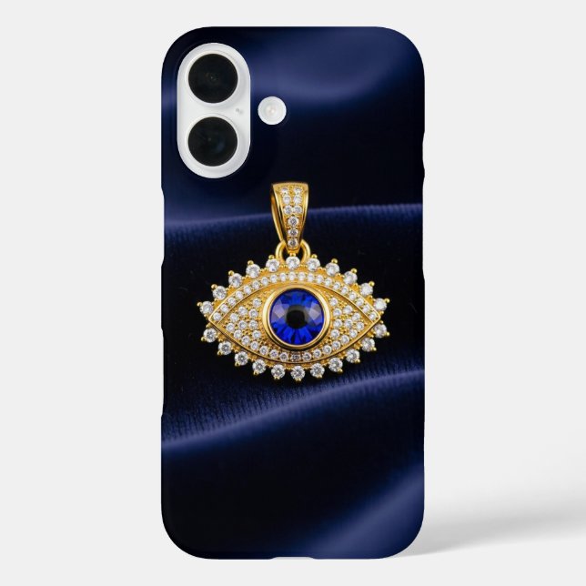 Luxury Designer-Style Evil Eye Pendant on Velvet Case-Mate iPhone Case (Back)