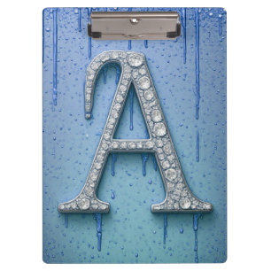 Luxury Diamond Letter A Monogram With Gold Drips Clipboard