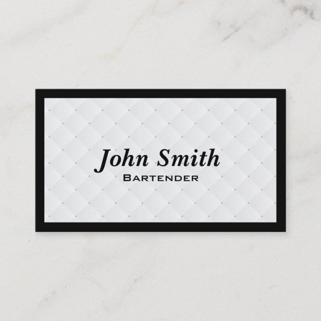 Luxury Diamond Quilt Bartender Business Card (Front)
