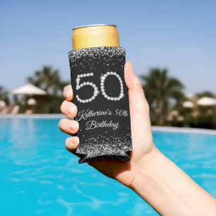 Luxury Diamonds 50th Birthday Party Can Coolers