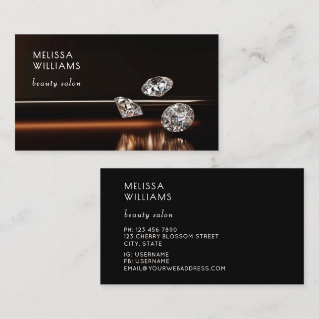 Luxury Diamonds Jeweler Jewelry Store Business Card (Front/Back)