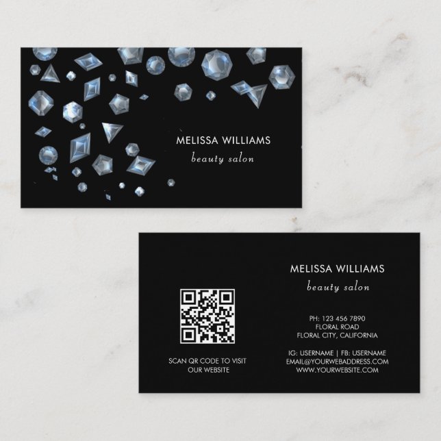 Luxury Diamonds Jeweller Jewellery Store Business Card (Front/Back)