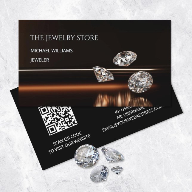 Luxury Diamonds Jeweller Jewellery Store Business Card (Creator Uploaded)