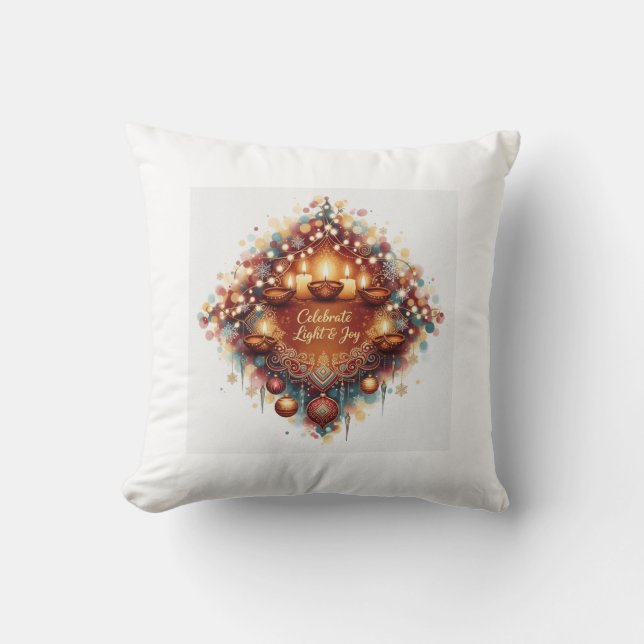 Luxury Diwali Christmas Fusion Throw Pillow (Front)