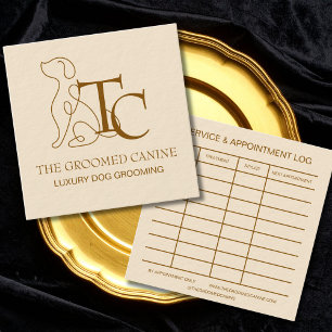 Luxury Dog Grooming Business Card Bronze Champaign
