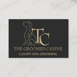 Luxury Dog Grooming Business Card Caviar Black