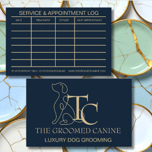 Luxury Dog Grooming Business Card Midnight Navy